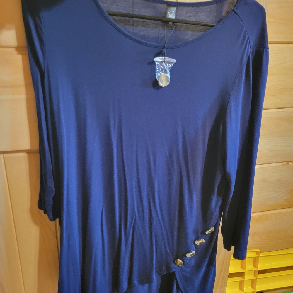 Ara Blue Fitted Buttoned 3/4 Sleeve Tunic